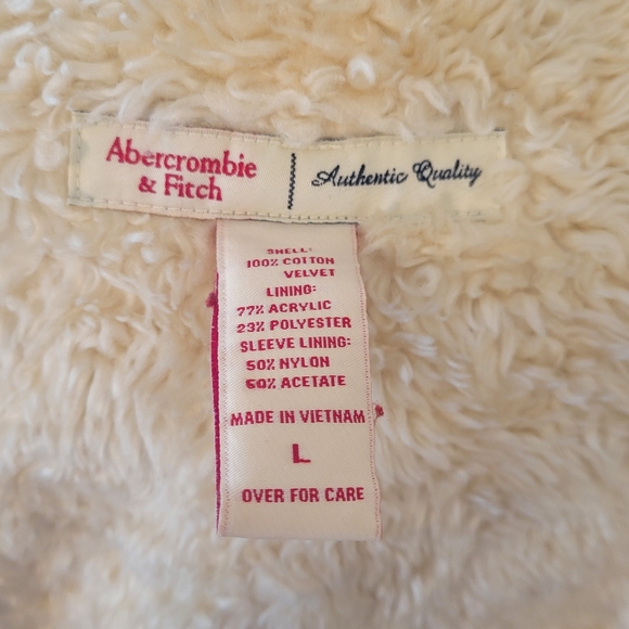 ABERCROMBIE & FITCH Vintage Cotton Velvet Tan Button Up Coat Jacket Size Large - Picture 7 of 8